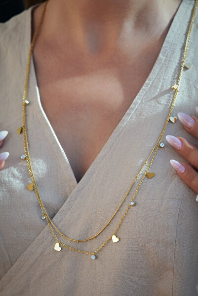 Sacce Scarves&Accessories Kalp Charm Detaylı Çelik Uzun Kolye
