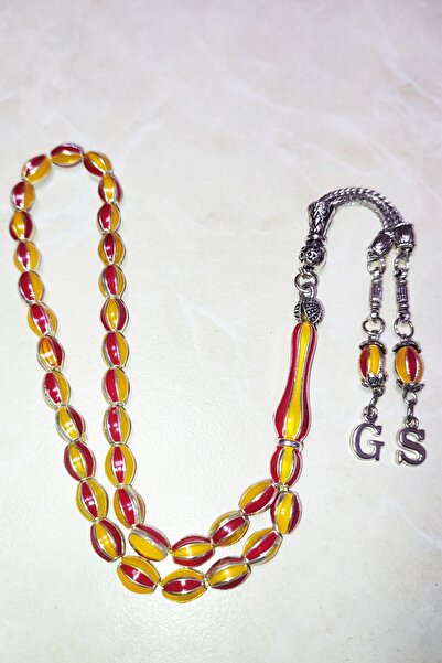 ŞAHBEY TESBİH KİŞİYE ÖZEL Sarı Kırmızı Mineli Alpaka Taraftar Tesbihi /Hediye...