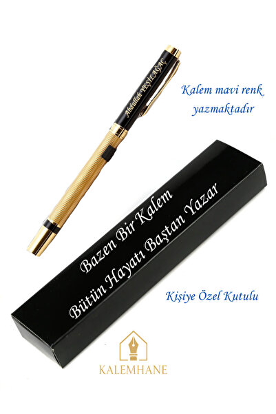kalemhane İsme Özel Siyah Altın Roller İmza Kalemi