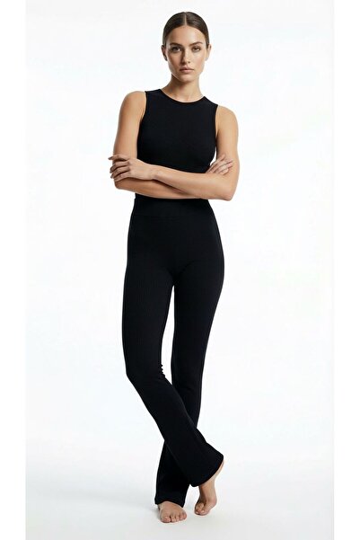 Clothbe Women's Black High Waist Slimming Spanish Leg Seamless Sports Legging...