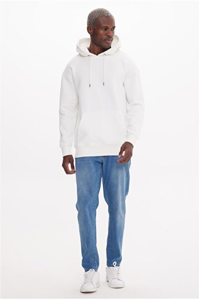 The Crow Hooded Collar Ecru Men's Sweatshirt TC3907