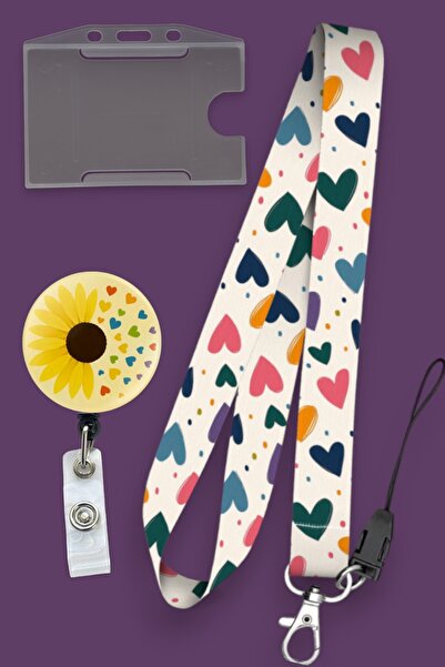 MİLLENEX Sevimli Kalp Desen Boyun Askı İpi Boyun İpi 3 Lü Set Boyun Askısı Yo...