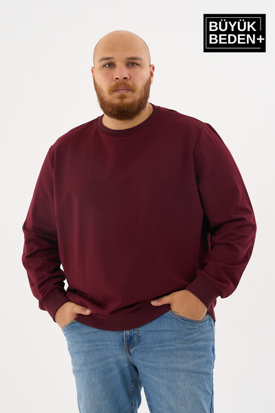 Superlife Ανδρικό λεπτό φούτερ με λαιμόκοψη μεγάλου μεγέθους SPR24BSW56