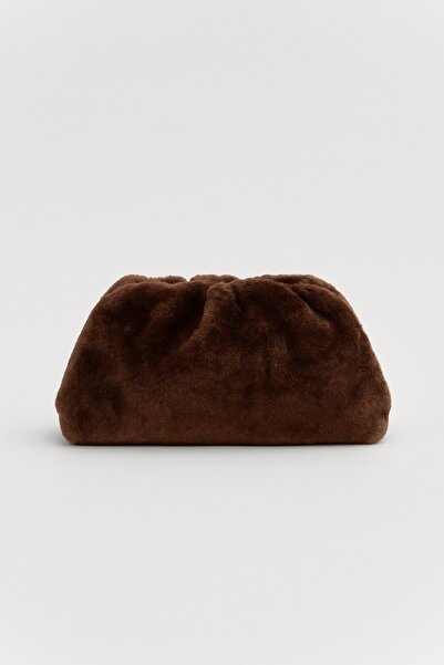 Çantacımstore Women's Drawstring Bag Bitter Brown Plush Fur 2011