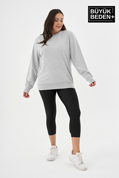 Superlife Women's Plus Size Crew Neck Slim Sweatshirt Spr24Bswk56