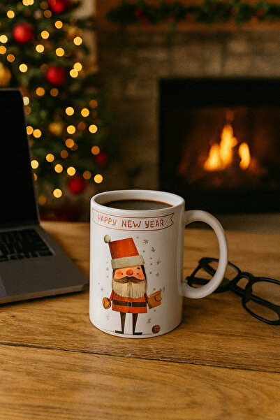 uğurlu dükkan New Year Santa Claus Mug with Square Hat