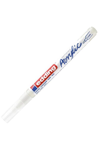 Edding Akrilik Kalem ED5300 İnce Uçlu Trafik Beyaz 12 mm İnce Yuvarlak Uç