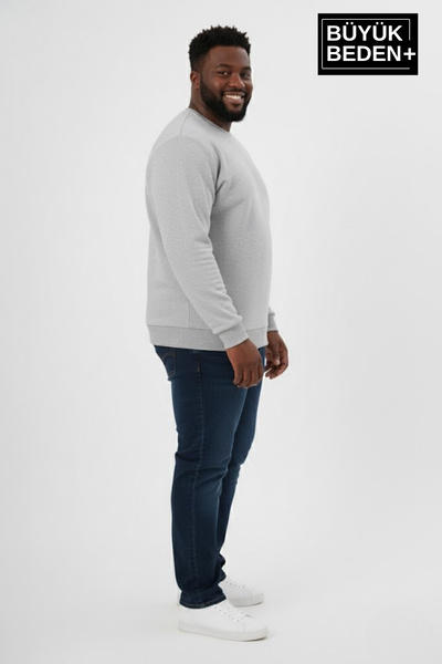 Superlife Ανδρικό φούτερ με λεπτή ραβδωτή μπλούζα με λαιμόκοψη και μανίκια και ριμπάκι SPR26BSW956