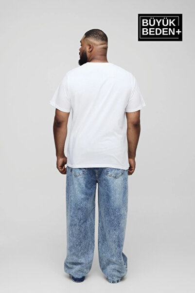 Superlife Ανδρικό μπλουζάκι μεγάλου μεγέθους με χειρόγραφο τύπωμα Brooklyn με λαιμόκοψη SPR25BTS12