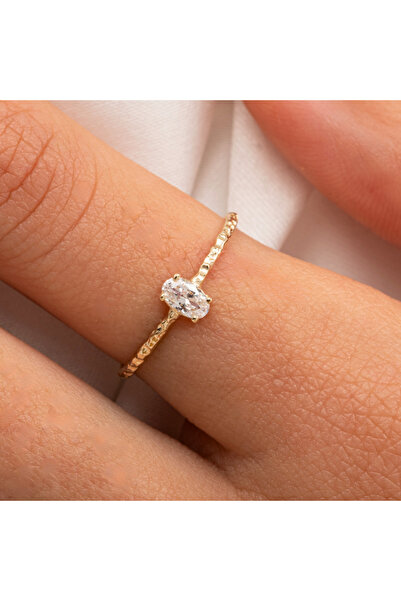 FasekGold Altın Yüzük - 0.50 Ct Tektaş Altın Evlilik Teklifi Yüzüğü - Oval Te...