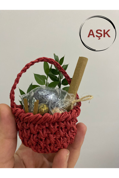henaabag Yılbaşı özel el örgüsü çikolatalı dilek sepeti, yeni yıl hediyesi