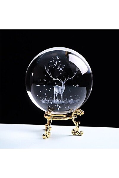KCT GLOBAL Metal Ayaklı Ren Geyiği Cam Küre - Hediyelik Cam Küre