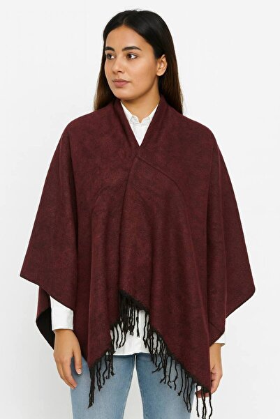 ALDAİR Women's winter double-sided poncho shoulder 140x140