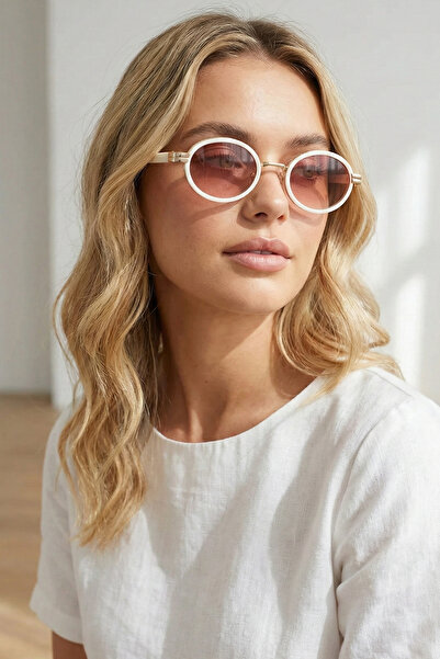 Kapin Tokyo Oval Güneş Gözlüğü - Krem Kahve