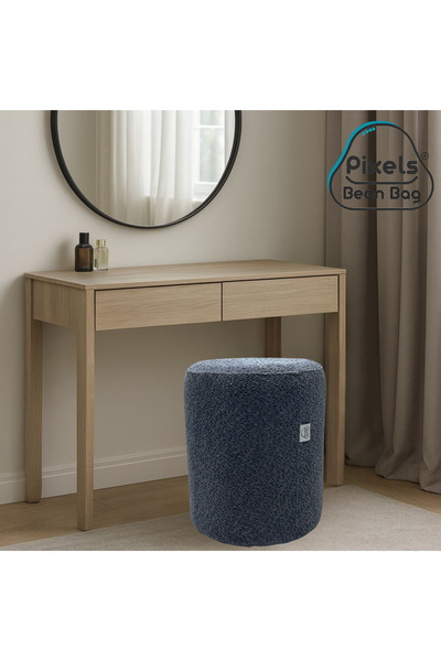 PixelsFurniture Large round ottoman in boucle fabric from Pixel Bean Bag, vanity chair, girls' vanity chair