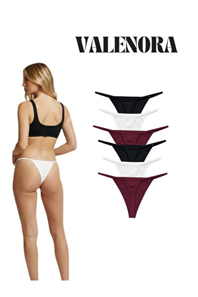 Valenora Pamuklu Kadın İpli Tanga 6'lı Paket