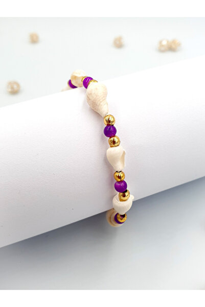 Stella Fortis 🐚   سوار نسائي من الصدف البحري الطبيعي |   تفاصيل ذهبية