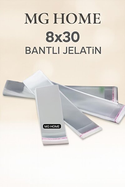MG HOME TASARIM 8X30 100 ADET BANTLI ŞEFFAF JELATİN OPP ÇATAL KAŞIK OPP JELATİN POŞET