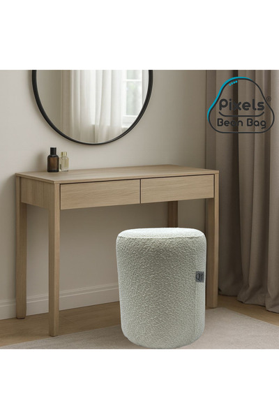 PixelsFurniture Large round ottoman in boucle fabric from Pixel Bean Bag, vanity chair, girls' vanity chair