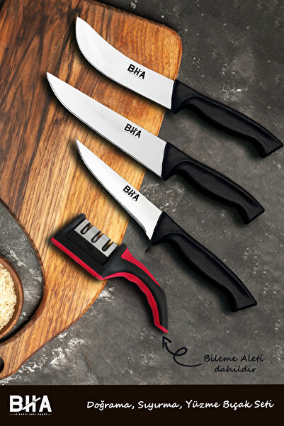 Sürmene Bıçakçı Hacı Ahmet Bıçak Seti Üçlü - Bileme Aletiyle