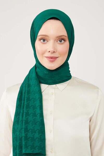 Levidor Zümrüt Jakarlı Puzzle Desen Elegance Şal