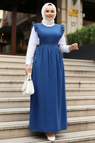 N.S NEVA STYLE Πορτοκαλί Hijab - Τζιν Φόρεμα 19113L