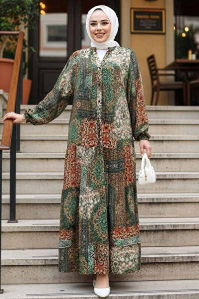 N.S NEVA STYLE Green Hijab Dress, Patterned and Model No. 52943Y