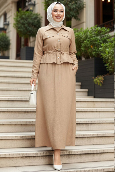 N.S NEVA STYLE فستان حجاب بسكويت مع سترة طقم مزدوج 44651BS