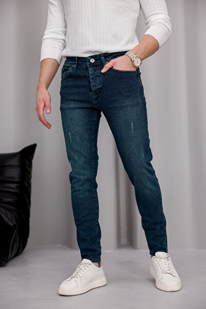 MODAMESTO Ανδρικό τζιν παντελόνι με λεπτή εφαρμογή Lycra Slim Fit