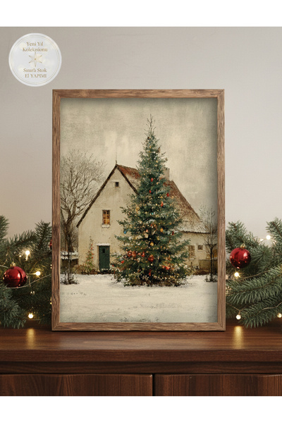 Creatick Design Christmas Yılbaşı Temalı Ahşap Çerçeveli Duvar Tablosu - E v Dekorasyonu 30x40 / 40x60 / 50x70
