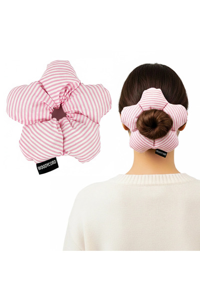 woodycord Ručno izrađen model cveta, mekana gumica za kosu sa kopčom - roza b...