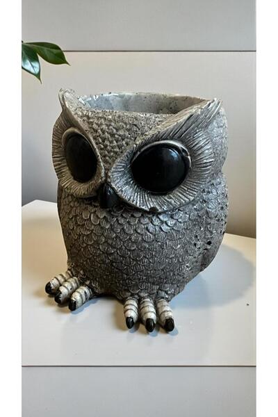 libre design Dekoratif 11 cm Gri Baykuş Kaktüs Sukulent Saksı Ev Balkon Bahçe Süsü Dekorasyon Bohem Heykel Biblo