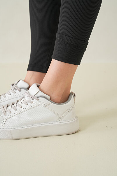 Domoda Colanți negri tricotați cu talie înaltă, cu nervuri, elastici, cu talie interlock și interior din fleece, pentru utilizare pe timp de iarnă