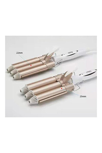 Generic 3-Barrel Portable Hair Curler Gold/White