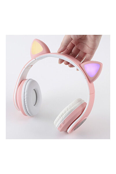Generic B39 Cat Ear Glowing Wireless BT5.0 Headphone Pink
