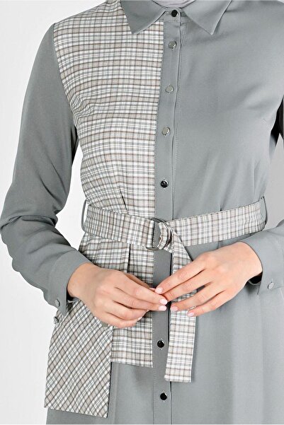 TRENDTESETTÜR ΓΥΝΑΙΚΕΙΑ ΓΚΡΙ ΖΩΝΗ ΚΑΡΟΥΜΕΝΗ ΤΟΥΝΙΚΑ ΜΕ ΣΧΕΔΙΟ T 43377