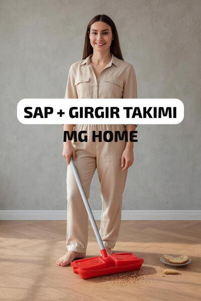 MG HOME 1 Takım Saplı Gırgır + KALIN METAL Kaliteli Sap Temizlik Halı Temizlik Büyük Boy GIRGIR