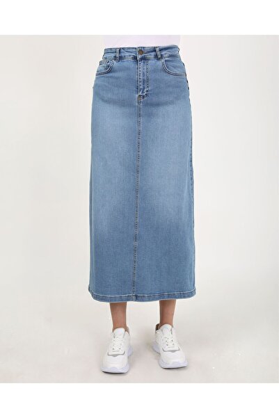 VELLICHOR Τζιν φούστα με φυσικό ύφασμα Star Rivet γαλάζιο