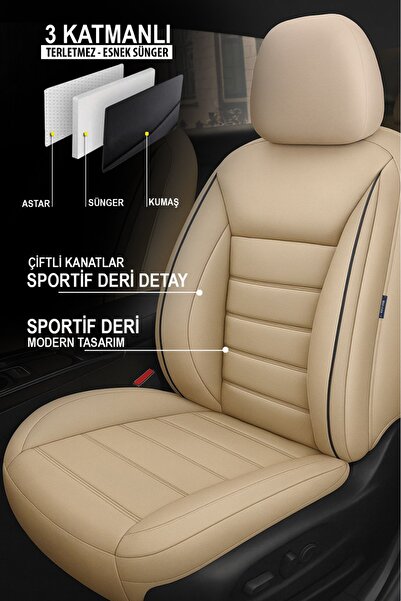 GM-DESIGN Jet Leather Front 2 Seats Auto Seat Cover (Doblo Van-Panelvan 1+1-Fiorino-Combo)