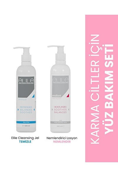 Elile Cleansing Jel 200 ml. (Yüz Temizleme Jeli) + Elile Emollient Losyon 200 ml. (Emolyent Losyon)