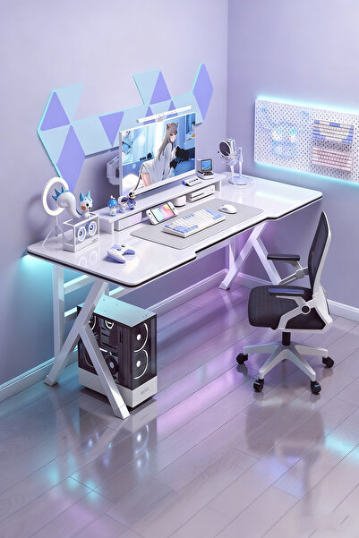 Enjoylifeme مكتب ألعاب كبير 120x60x75 سم، طاولة ألعاب على شكل حرف K، محطة عمل...