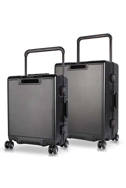 Zeplin Luna PC Policarbon 2'li Valiz Seti (Kabin ve Orta) Siyah