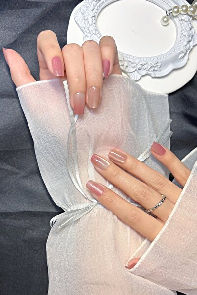 Easy Beauty XSMALL Beden Kısa Küt İnci Taşı Süslemeli 10 Adet Takma Tırnak Se...