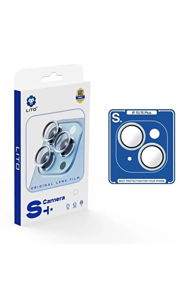 Lito S+ iPhone 15/15 Plus Kamera Lens Koruyucu Mavi