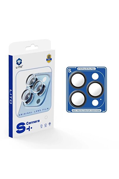 Lito S+ iPhone 15 Pro/15 Pro Max Kamera Lens Koruyucu Blue Titanium