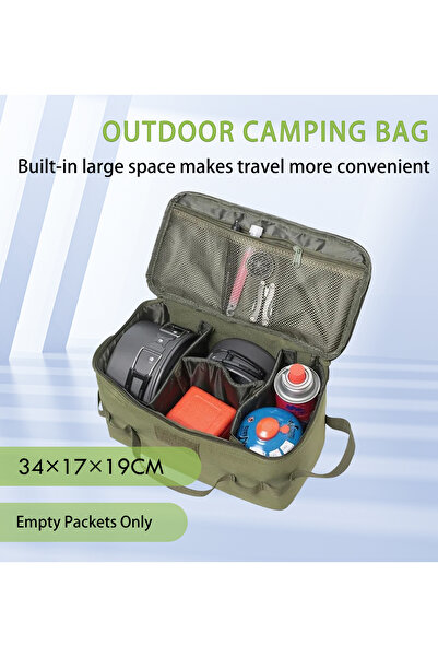 Choice حقيبة تخزين للتخييم في الهواء الطلق باللون الأخضر العسكري، سلة موقد غاز، حقيبة حمل، حقيبة نزهة، حقيبة طهي