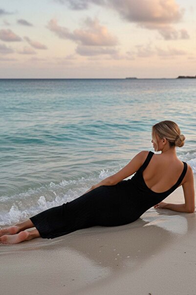 Merry See Πλεκτό φόρεμα παραλίας Pareo με χαμηλή πλάτη και εφαρμοστό κάτω από το γόνατο