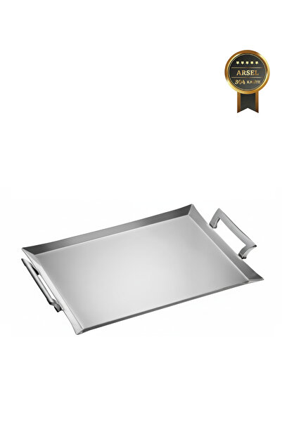 Arsel Teos Platin Kulplu Çay Tepsisi Premium 304 Paslanmaz Çelik 18/10