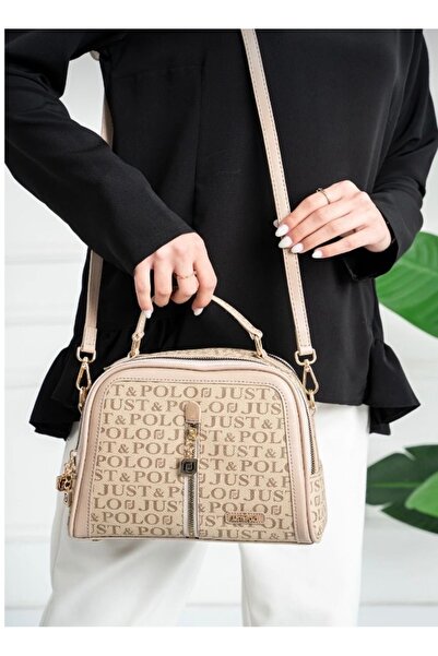 Just Polo Women's 4 Compartment Shoulder Bag with Adjustable Long Strap 2057