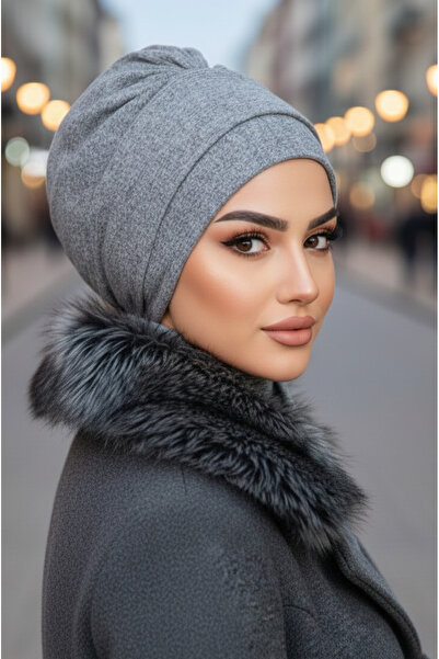 Aişe tesettür Gray Ready-To-Wear Scarf Hijab Bonnet